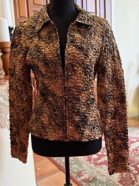 ALGO Canada Women's Black and Brown Multi Textured Abstract Jacket Size Medium